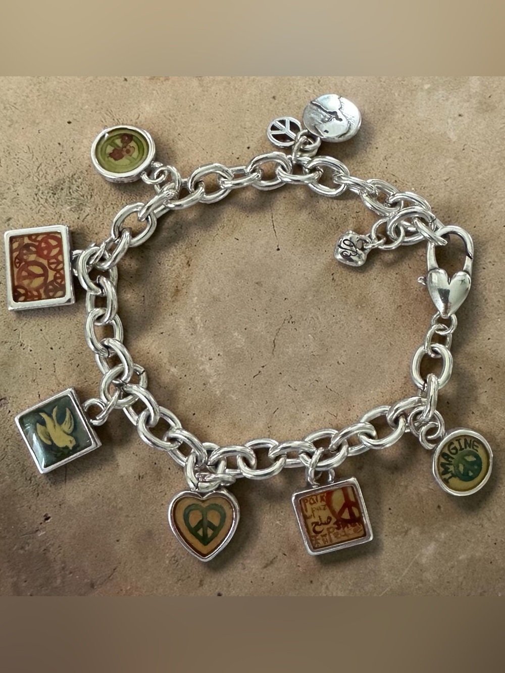 BRIGHTON "PEACE, LOVE, IMAGINE" REVERSIBLE CHARM BRACELET